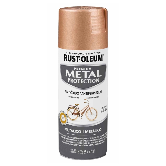 Steel Mart: PINTURA AEROSOL RUST-OLEUM ESMALTE ANTIOXIDO METAL PROTECTION  ORO ROSA METALICO (313392)