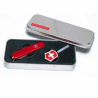 JUEGO VICTORINOX DE HERR. CLIMBER Y LLAVERO CON LED EN CAJA METALICA (4.3810.07)