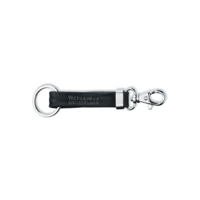 LLAVERO VICTORINOX DE PIEL NEGRA, 7 CM, GANCHO + ANILLO (4.1853/500734)