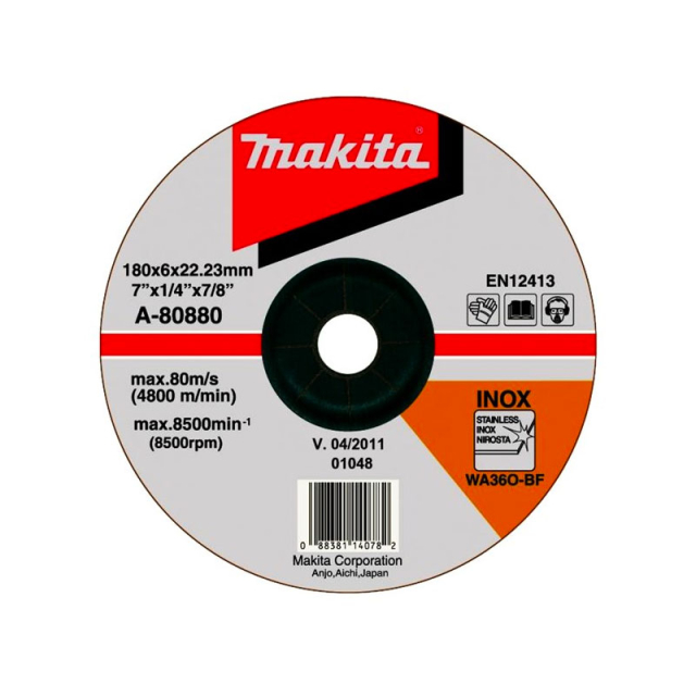 DISCO MAKITA P/DESBASTE DE INOX. 7" X 1/4" X 7/8"  # A80880 / B-44199