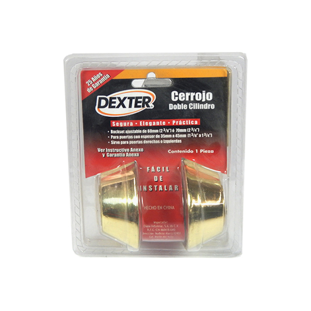 CHAPA DOBLE CILINDRO DEXTER LATON BRILLANTE # 6730