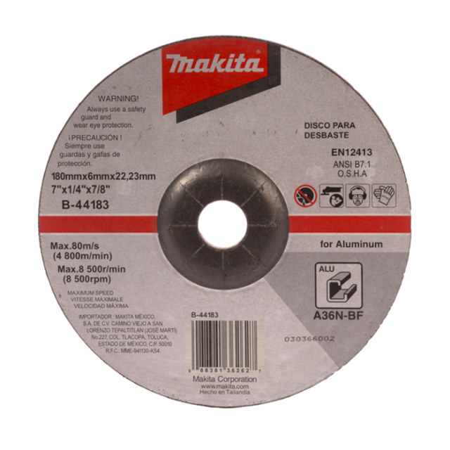 DISCO MAKITA P/DESBASTE ALUMINIO 7" X 1/4" X 7/8" # B44183