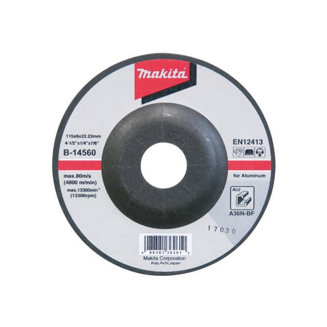 DISCO MAKITA P/DESBASTE DE ALUMINIO 4-1/2" X 1/4" X 7/8"  # B44105 / 14560