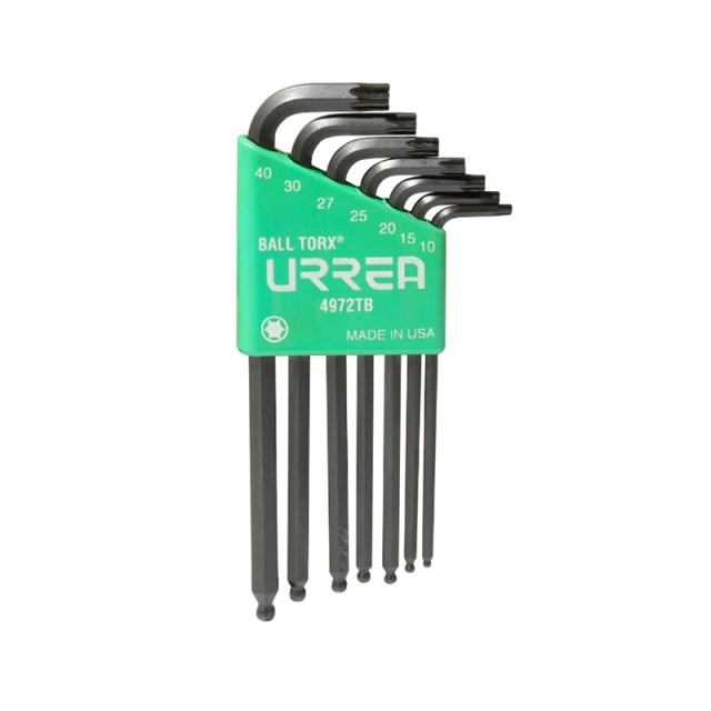 JUEGO URREA 7 LLAVES HEXAGONALES "L"  TORX PUNTA DE BOLA RACK (4972TB)