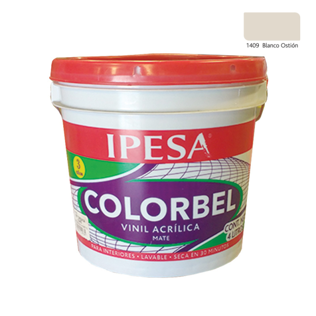 PINTURA IPESA VINIL ACRILICA COLORBEL BLANCO OSTION 1409 GALON