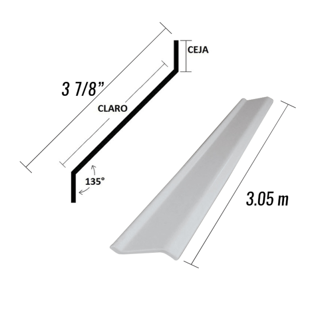 PERFIL LOUVER 3-7/8" CAL.18, 3.05 M