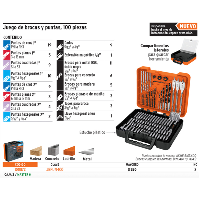 JUEGO TRUPER DE BROCAS Y PUNTAS 100PZ (100872) (JBPUN-100)