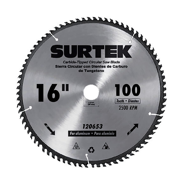 DISCO SURTEK P/CORTE MADERA, 100 DIENTES, 16" X 1-3/16 (120653)