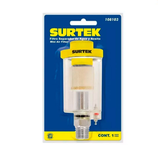 FILTRO SURTEK SEPARADOR AGUA Y ACEITE P/AIRE 1/4" NPT (108103)