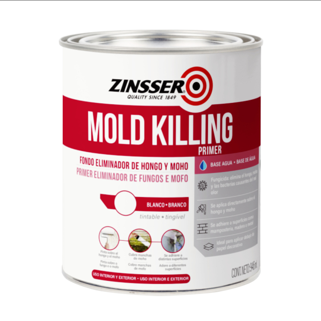 PINTURA ZINSSER FONDO SELLADOR ELIMINADOR DE HONGO Y MOHO (322362) 946 ML