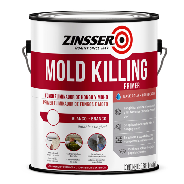 PINTURA ZINSSER FONDO SELLADOR ELIMINADOR DE HONGO Y MOHO (322363) 3.785 L