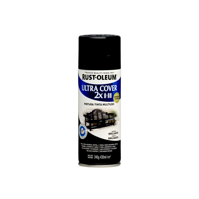 PINTURA AEROSOL RUST-OLEUM ULTRA COVER 2X NEGRO BRILLANTE (262097)