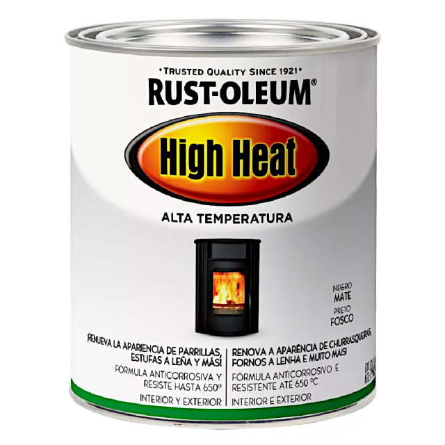 PINTURA ALTA TEMPERATURA RUST-OLEUM NEGRO MATE 946 ML (322633)