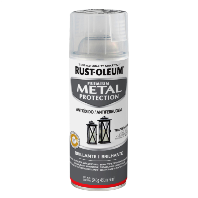 PINTURA AEROSOL RUST-OLEUM ESMALTE ANTIOXIDO METAL PROTECTION TRANSPARENTE BRILLANTE (351540)