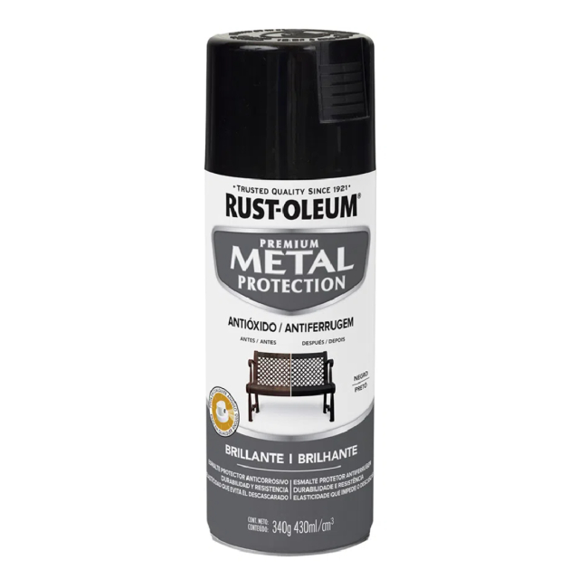 PINTURA AEROSOL RUST-OLEUM ESMALTE ANTIOXIDO METAL PROTECTION NEGRO BRILLANTE (272072)